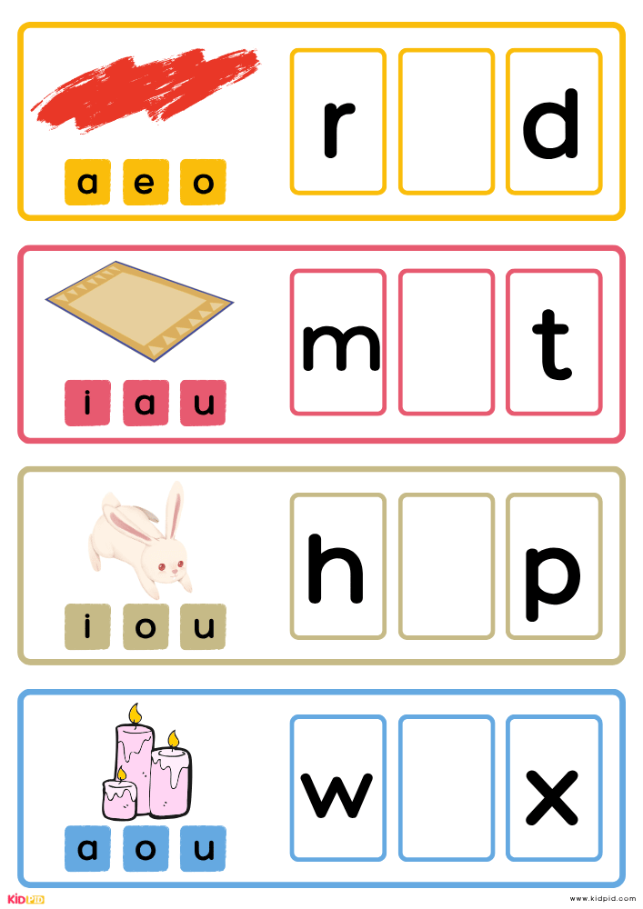 CVC Missing Vowels Workbook for Kids 5