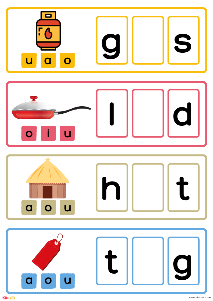CVC Missing Vowels Workbook for Kids 9