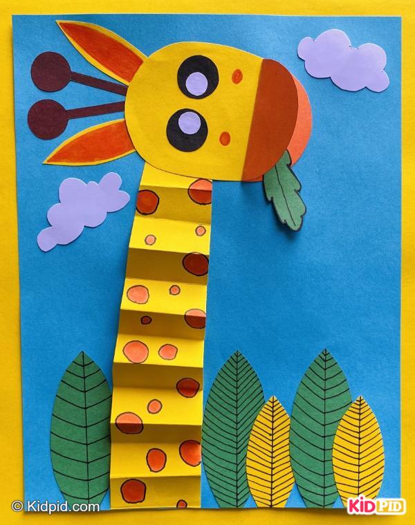 Tall paper giraffe with folded neck