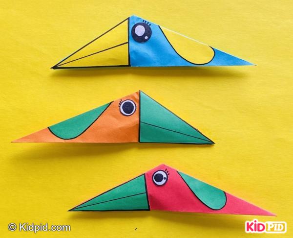 Round rosette paper birds with bright colors
