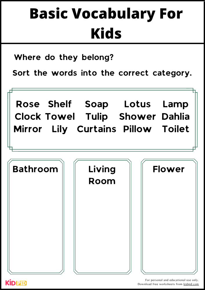 Words Picture Vocabulary Book Activity 1