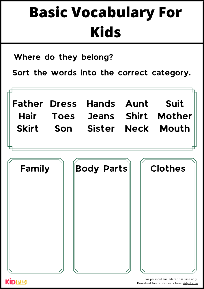 Words Picture Vocabulary Book Activity 3