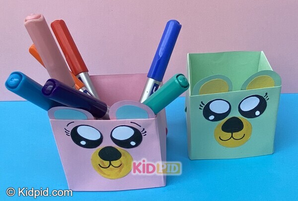 bear face paper pen holder for kids