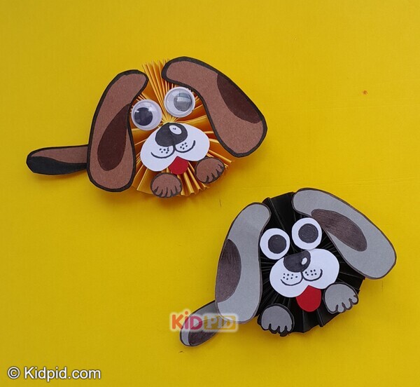 paper dog rosette craft with floppy ears