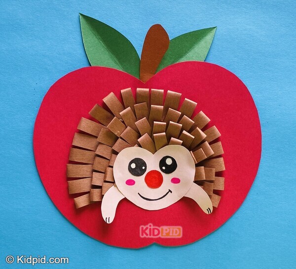 hedgehog inside red apple paper craft