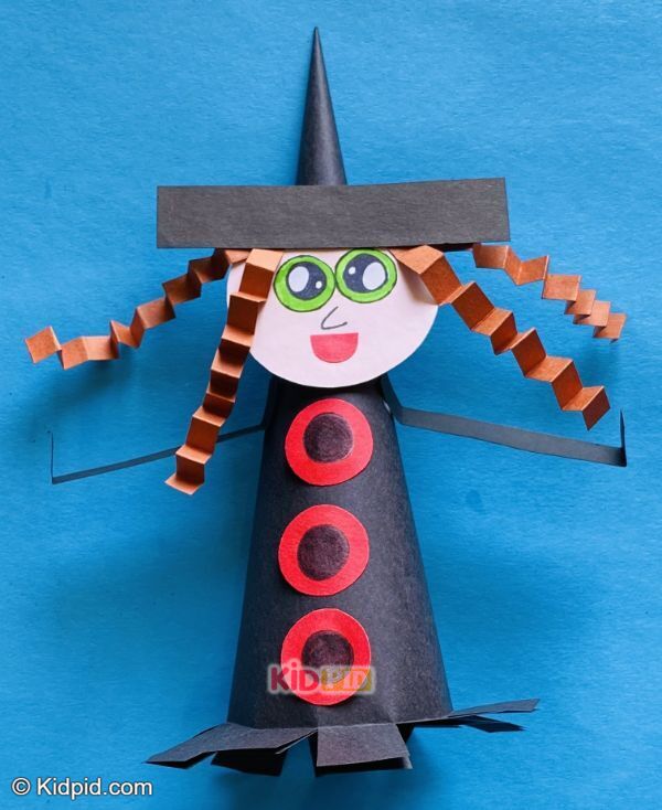cute paper witch craft with curly hair