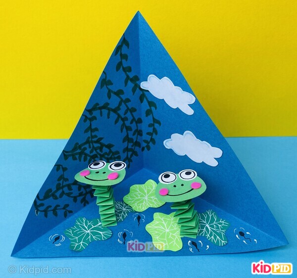 3d frog pond tri-fold paper craft
