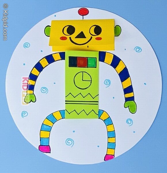 colorful smiling robot paper craft for kids