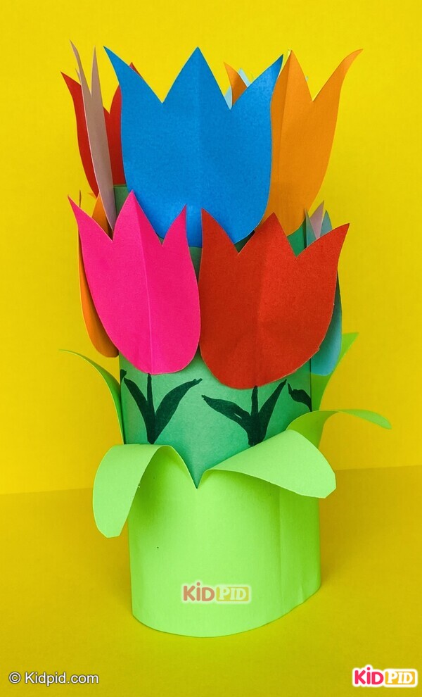 colorful 3d tulip paper pot craft