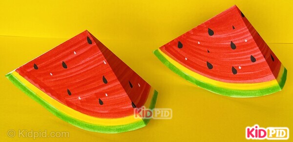 paper watermelon slice tri-fold craft
