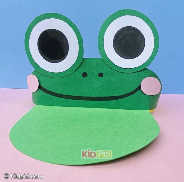 green pop-up frog face paper craft