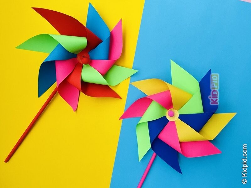 bright paper pinwheel craft for kids