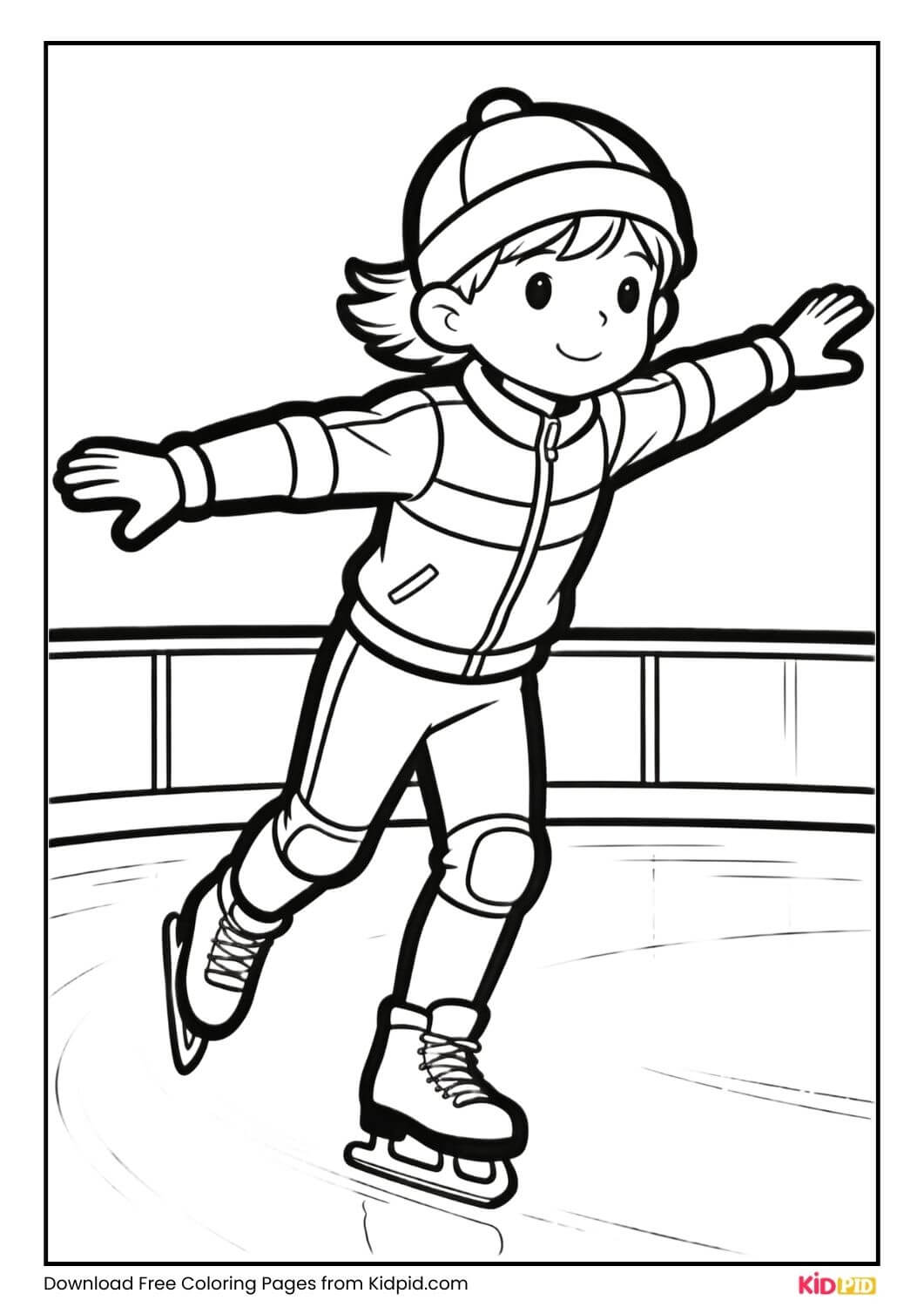 Child gliding gracefully on ice