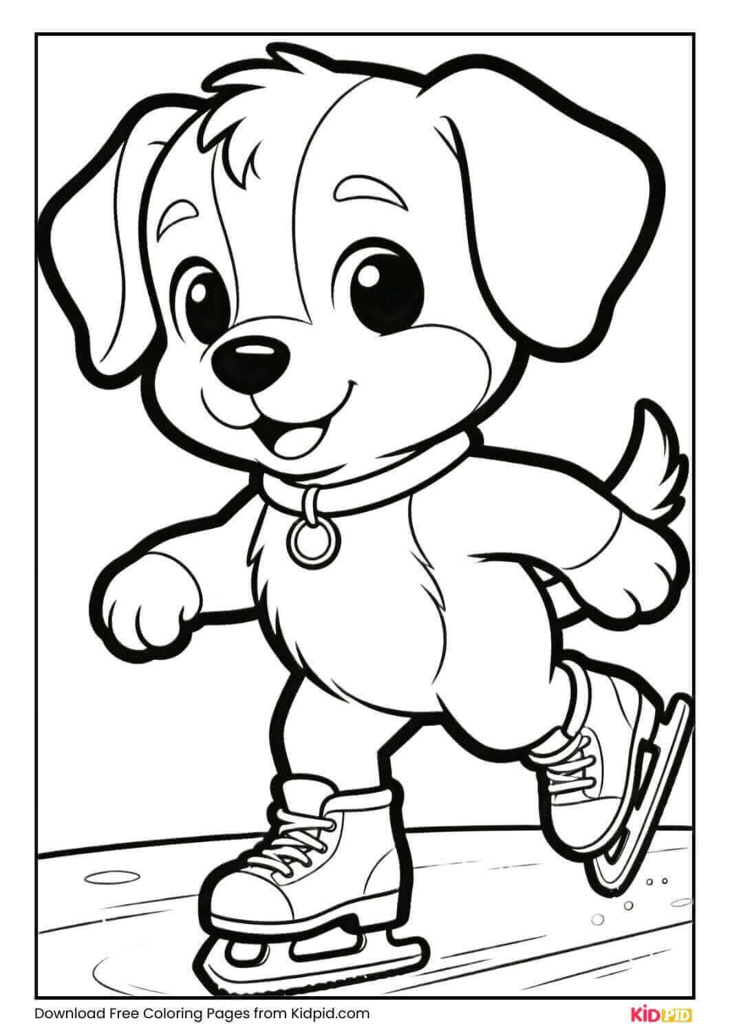 Cute puppy ice skating