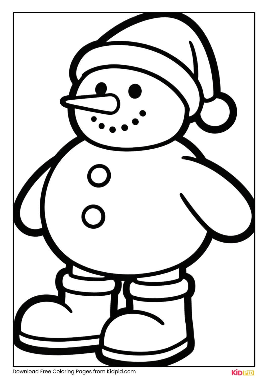 Snowman wearing boots and hat coloring page