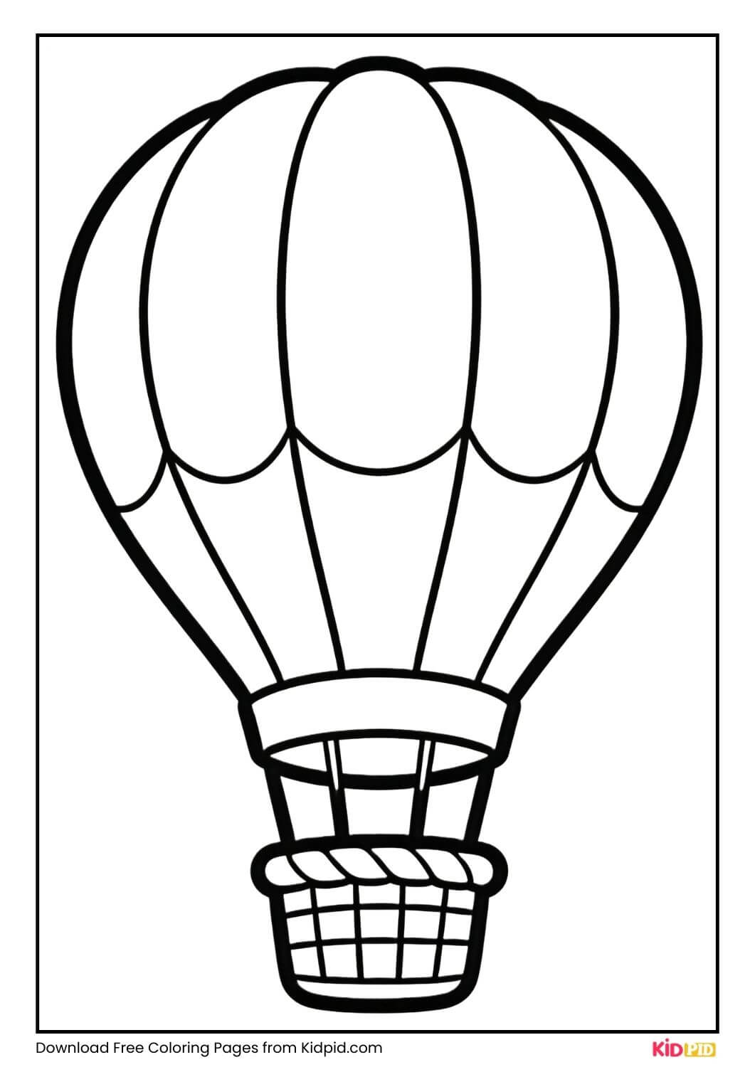 Hot air balloon black and white coloring page for kids
