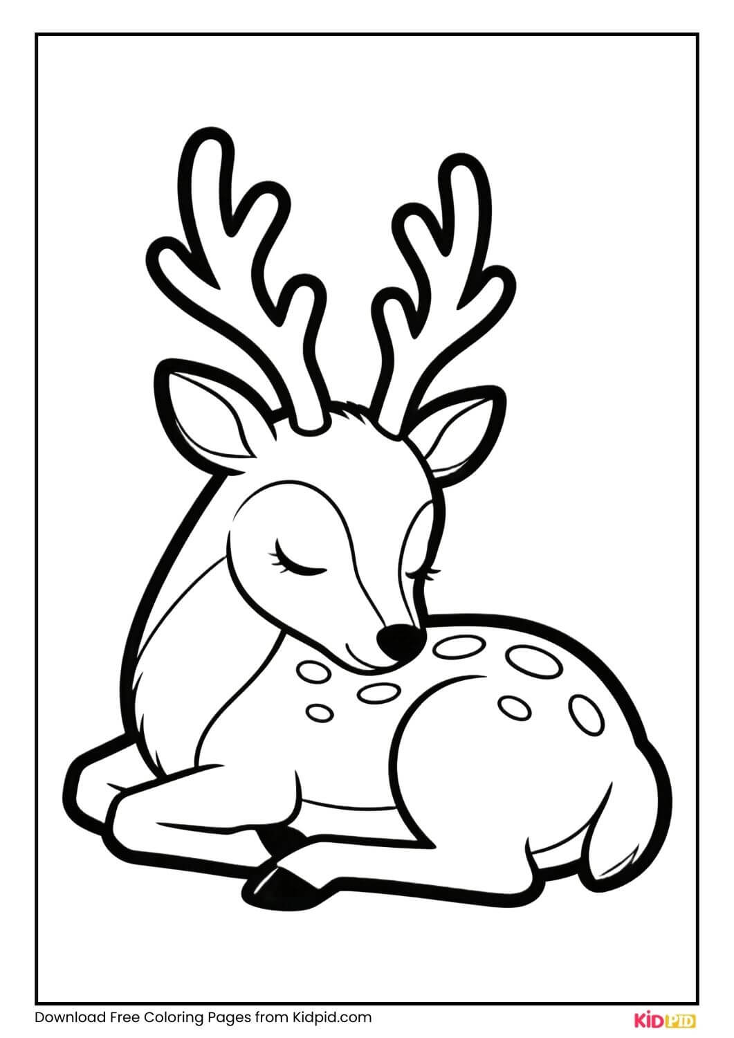 Reindeer lying down black and white coloring page