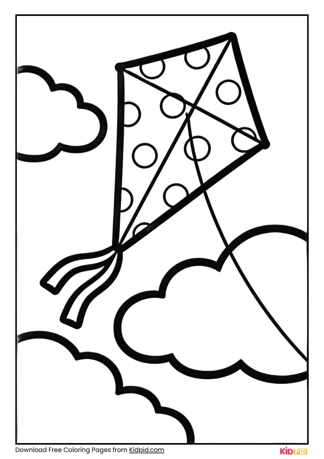 Polka dot kite coloring page