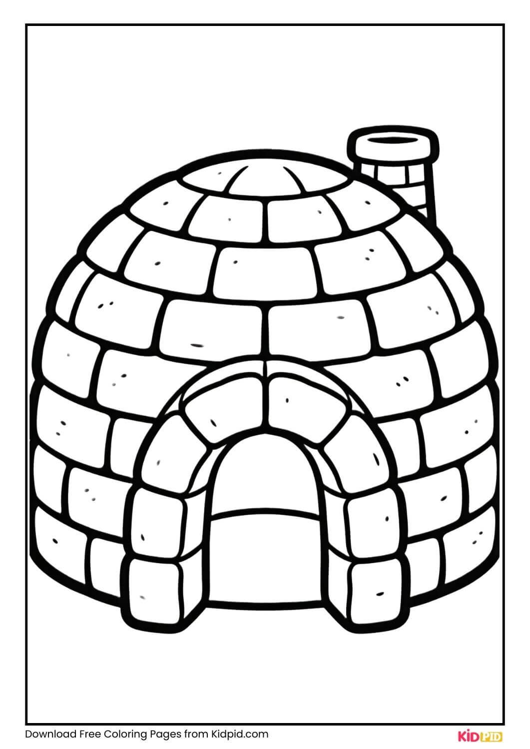 Igloo snow house black and white coloring page