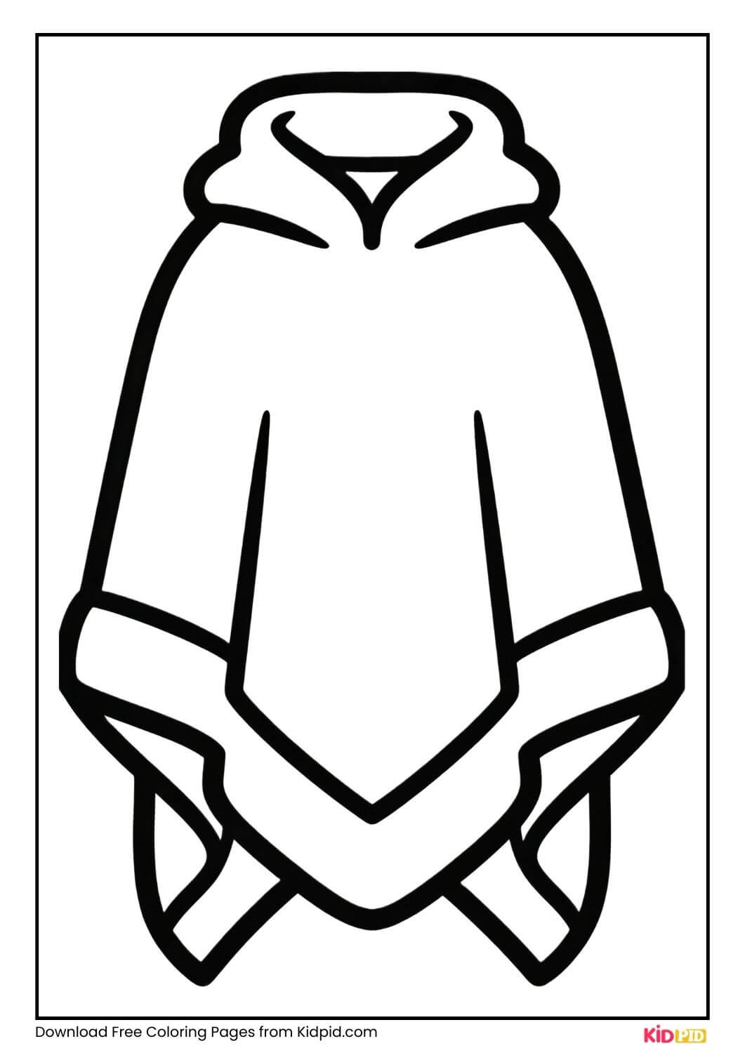 Warm winter poncho coloring page for Preschoolers