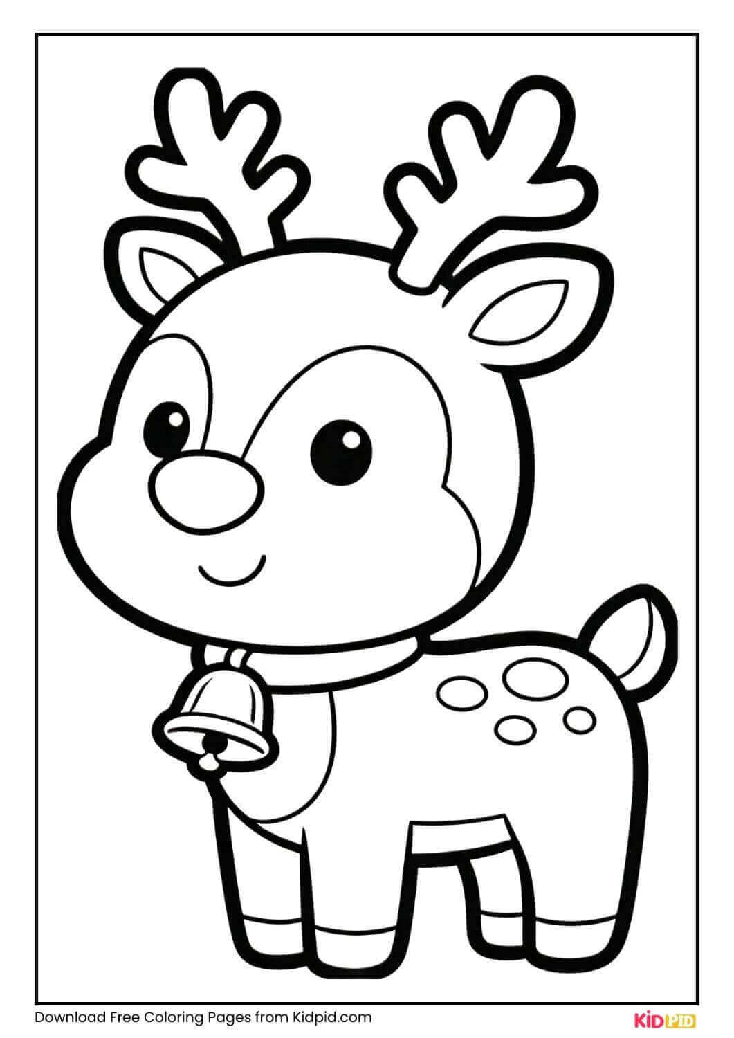 Reindeer with bell winter coloring page