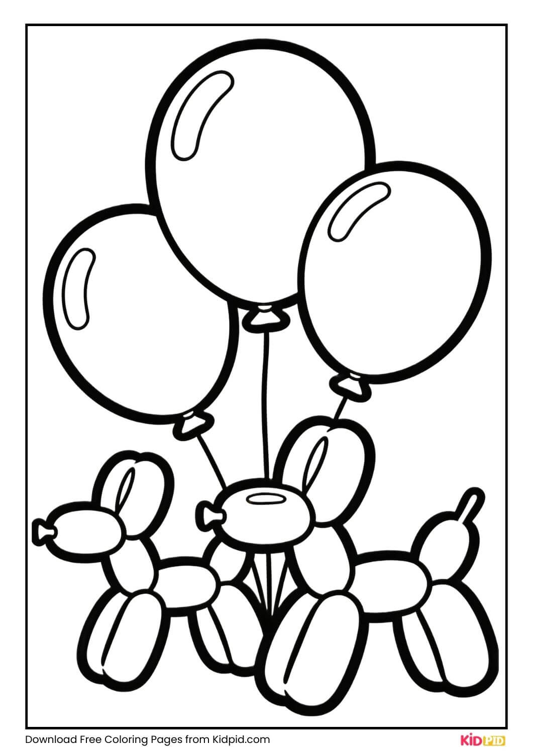 Group of balloon animals coloring page