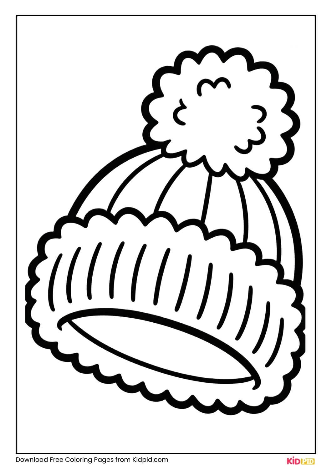 Fluffy winter hat coloring page for kids