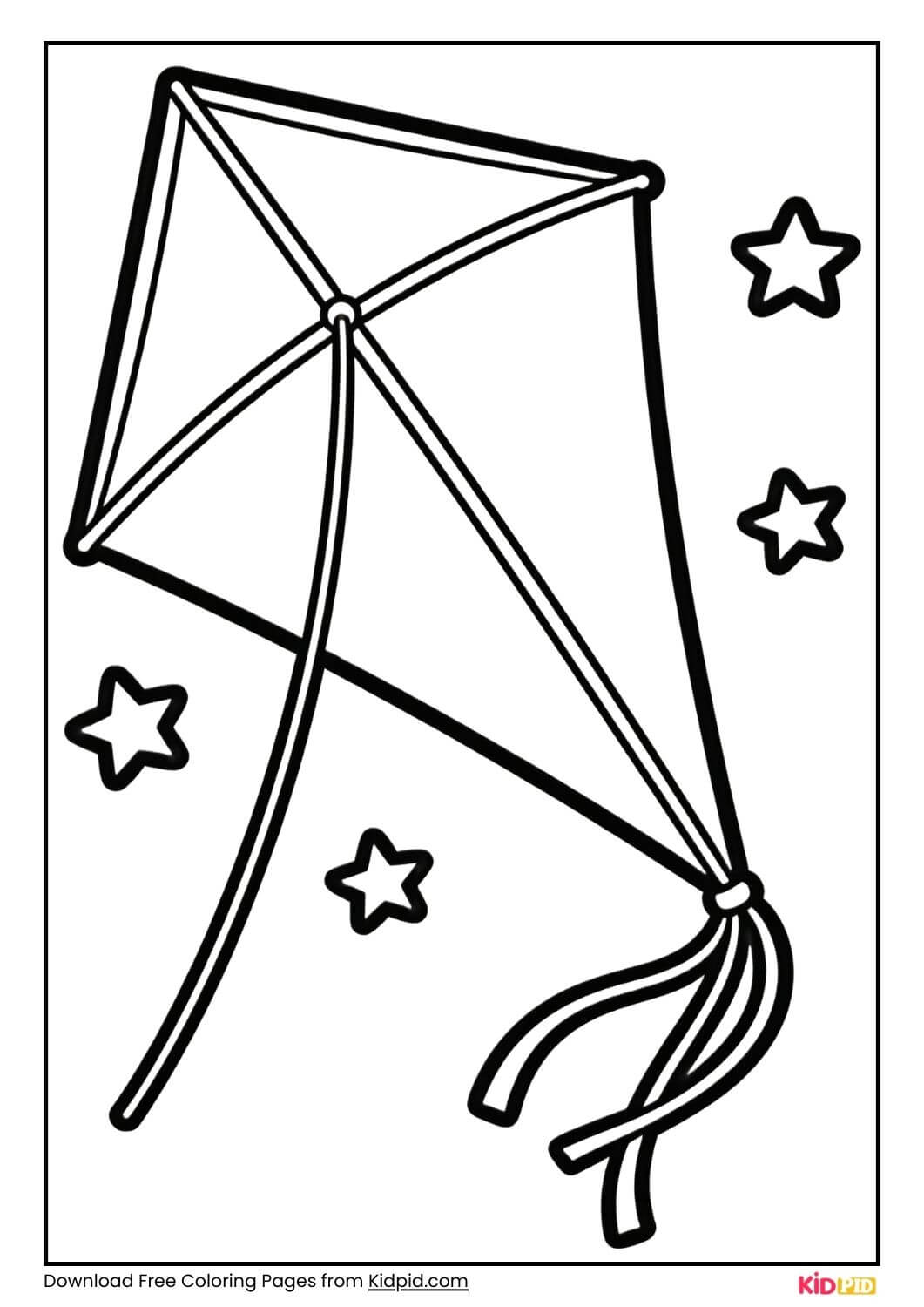 Festive kite with stars coloring page