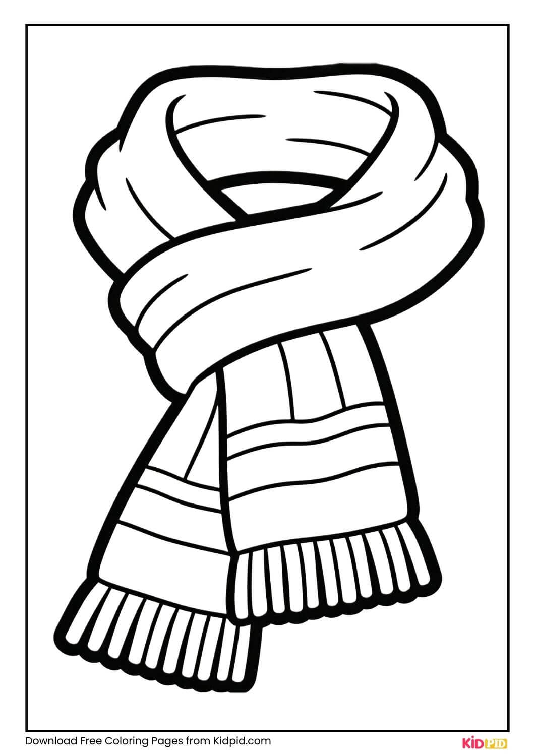 Folded winter scarf coloring page for kids