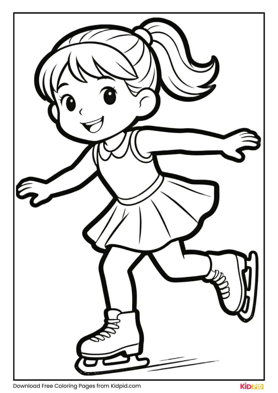 Girl ice skating in a dress