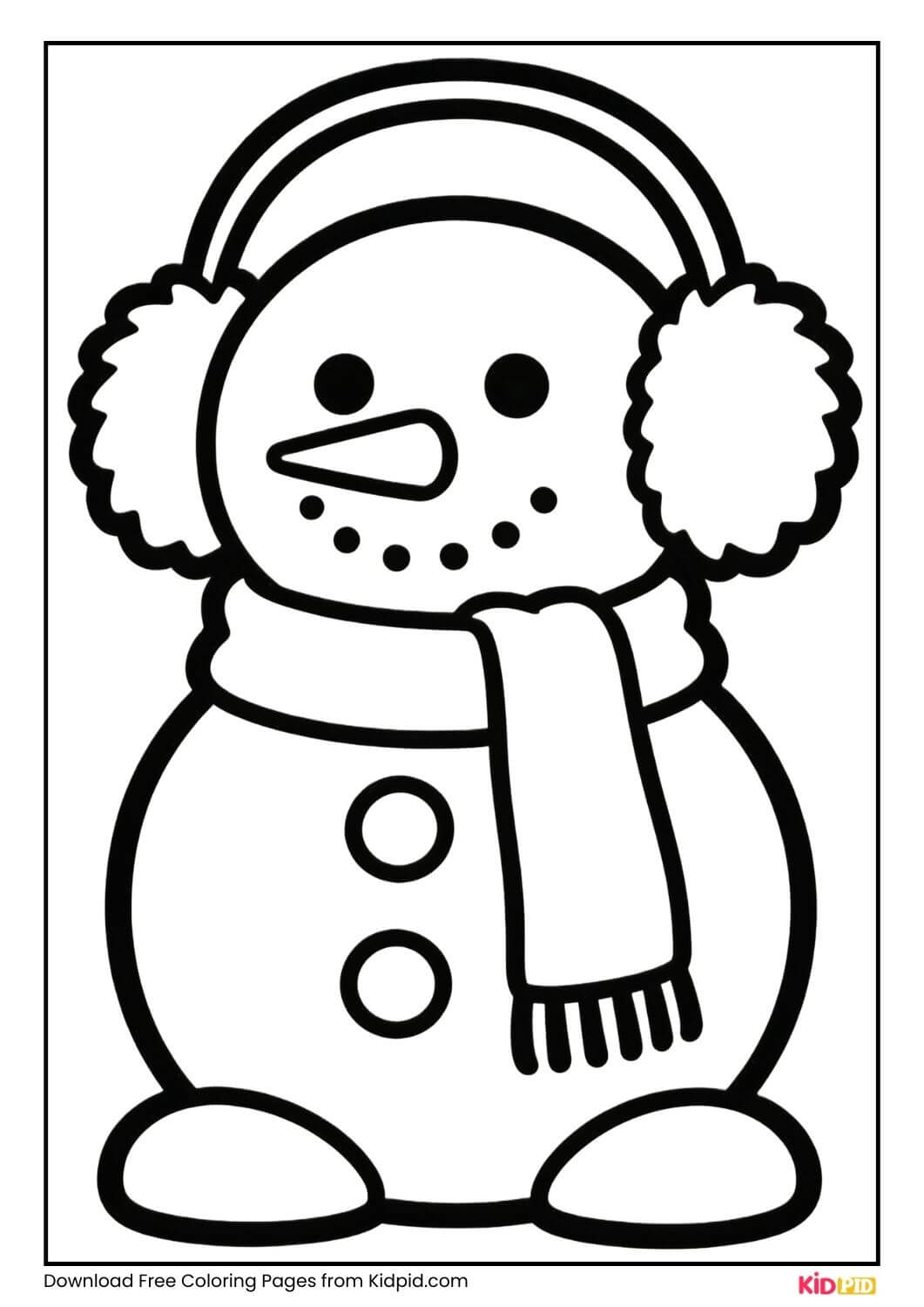 Snowman wearing earmuffs coloring page