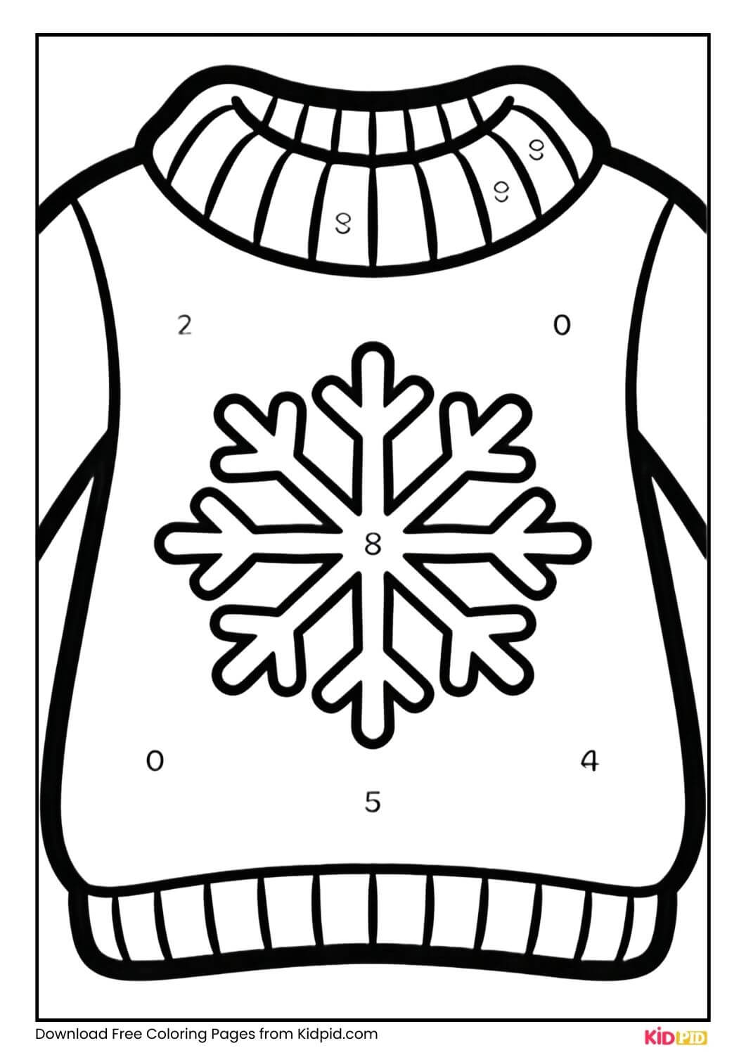 Knitted sweater coloring page for kids