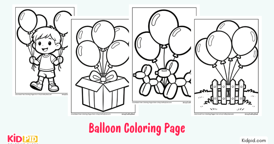 Happy Balloon Coloring Page for Kids