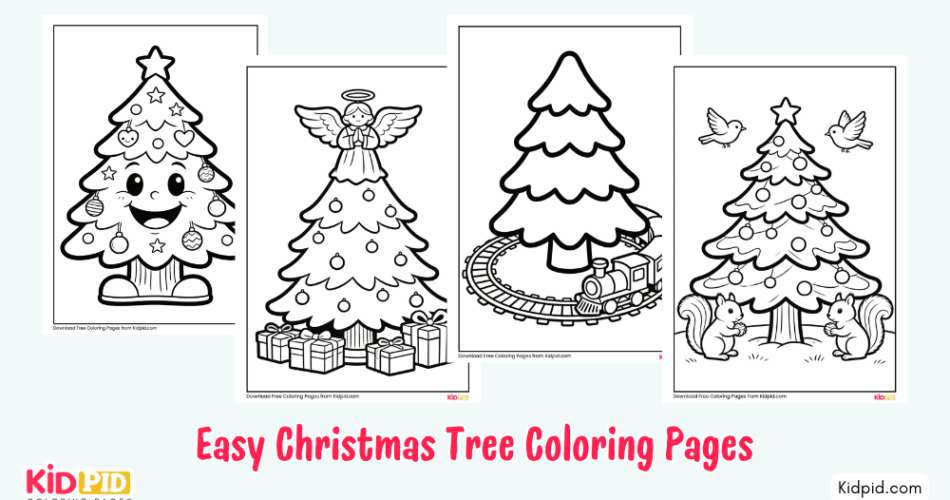 Easy Christmas Tree Coloring Pages for Kids