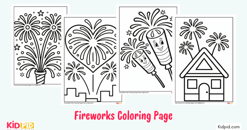 Simple Fireworks Coloring Page for Kids