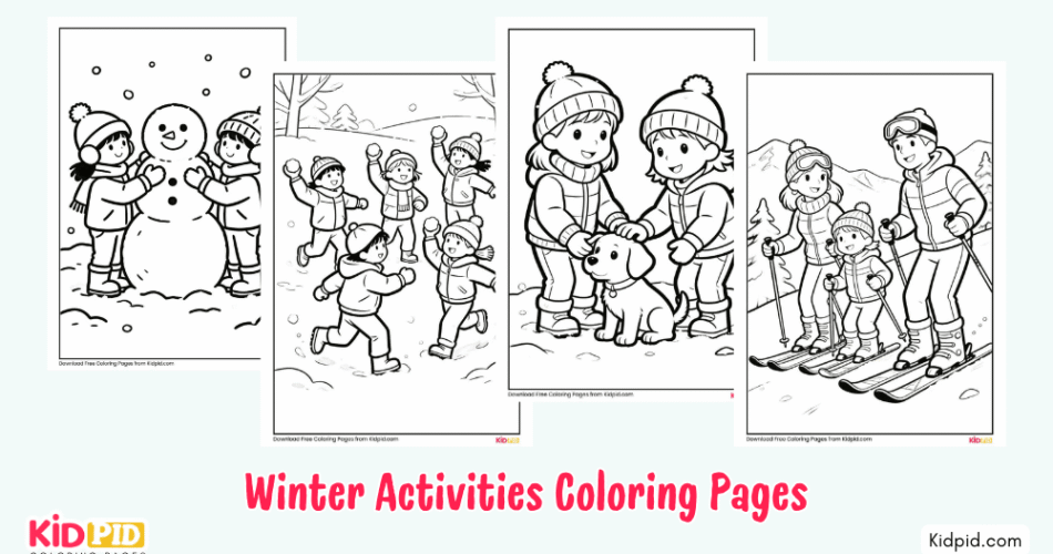 Free Winter Activities Coloring Pages for Kids to Print