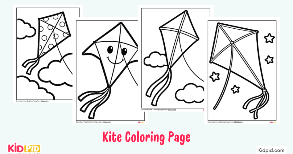 Free Printable Kite Coloring Page for Kids
