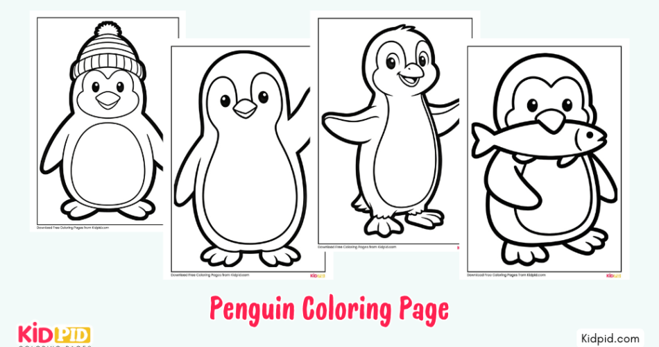 Cute Penguin Coloring Page Printable for Kids
