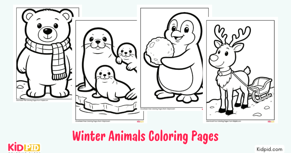 Winter Animals Coloring Pages for Kids