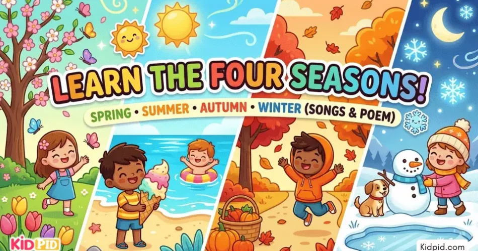 Four Seasons Rhyme for Kids – Spring, Summer, Autumn & Winter