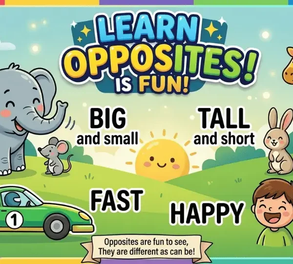 Opposite Words Rhyme for Preschoolers and Kindergarten Kids
