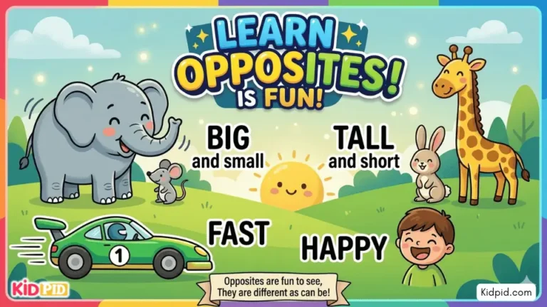 Opposite Words Rhyme for Preschoolers and Kindergarten Kids