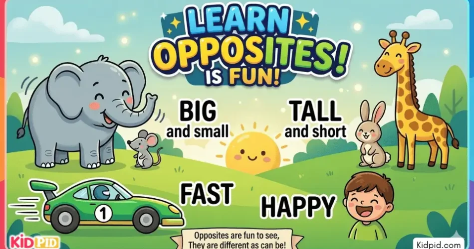 Opposite Words Rhyme for Preschoolers and Kindergarten Kids