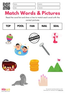 Match Words with Pictures Worksheet For Kindergarten