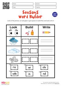 Seasons Word Builder Worksheet For Grade 1